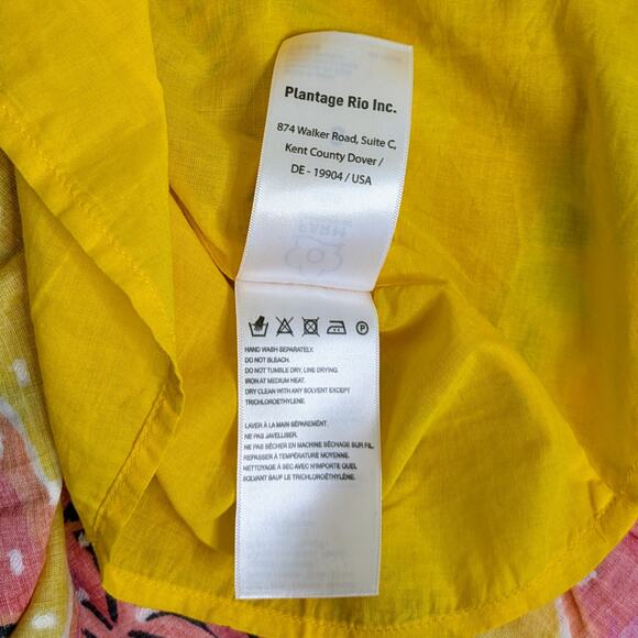 Farm Rio Fruit Dream Ruffle Mini Dress Womens S Yellow Pink Sleeveless Tiered - Picture 13 of 16